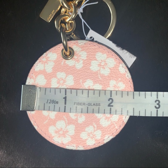 NEW! COACH Mirror Keychain / Bag Charm, Ditsy Print w/ Dogleash Clip, NWT! - Picture 12 of 13